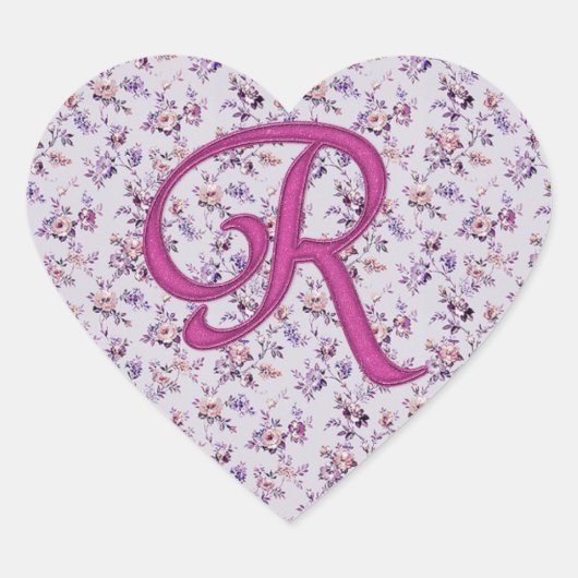 Monogram Floral  R Hart Sticker (Voorkant)