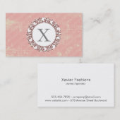 Monogram Floral/Radial | Grunge roze Visitekaartje (Voorkant / Achterkant)