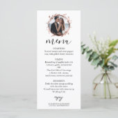 Monogram Floral Roos Gold Foil Foto Weddenschap Me Menu (Staand voorkant)