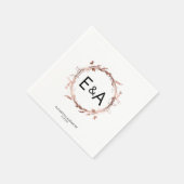 Monogram Floral Roos Gold Foil Wedding Servet (Hoek)