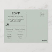 Monogram Floral roze groene Waterverf RSVP Briefkaart (Achterkant)