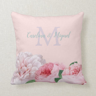 Monogram Floral Roze Roses Couples Kussen