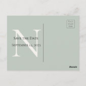 Monogram Floral roze Waterverf sparen de Datum Briefkaart (Achterkant)