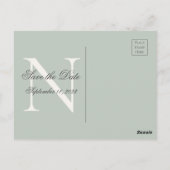 Monogram Floral roze Waterverf sparen de Datum Briefkaart (Achterkant)