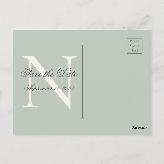 Monogram Floral roze Waterverf sparen de Datum Briefkaart (Achterkant)