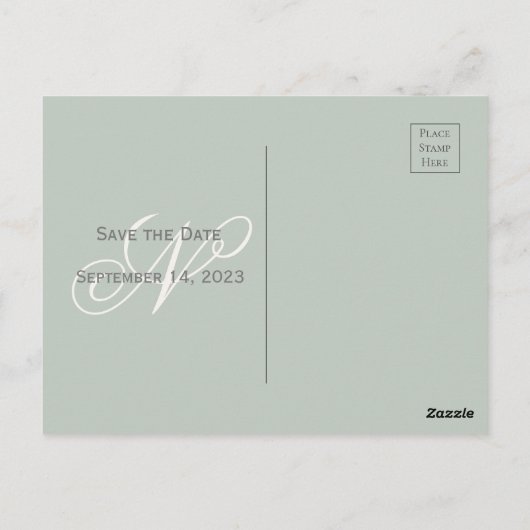 Monogram Floral roze Waterverf sparen de Datum Briefkaart (Achterkant)