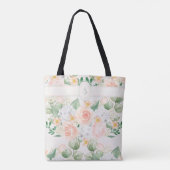 Monogram Floral Rustic Pink Typografie Tote Bag (Achterkant)