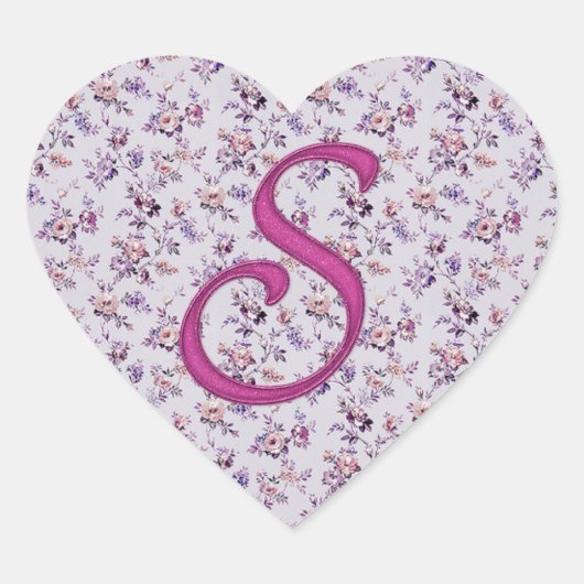 Monogram Floral  S Hart Sticker (Voorkant)