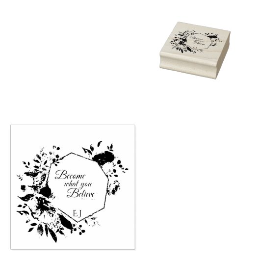 Monogram Floral Scripting Rubberstempel (Gestempeld)