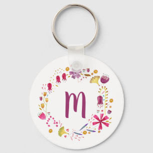 Monogram Floral Sleutelhanger