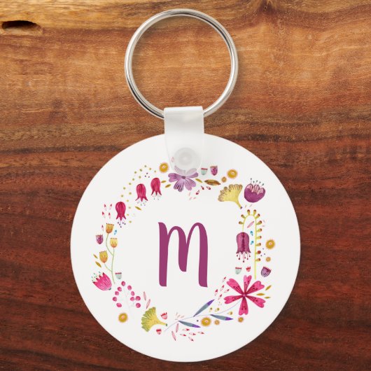 Monogram Floral Sleutelhanger (Achterkant)