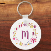 Monogram Floral Sleutelhanger (Voorkant)