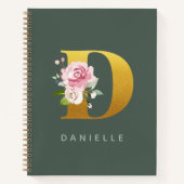 Monogram Floral Speciaal Faux Gold Letter D Notitieboek (Voorkant)