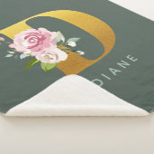 Monogram Floral Speciaal Faux Gold Letter D Sherpa Deken (3/4)