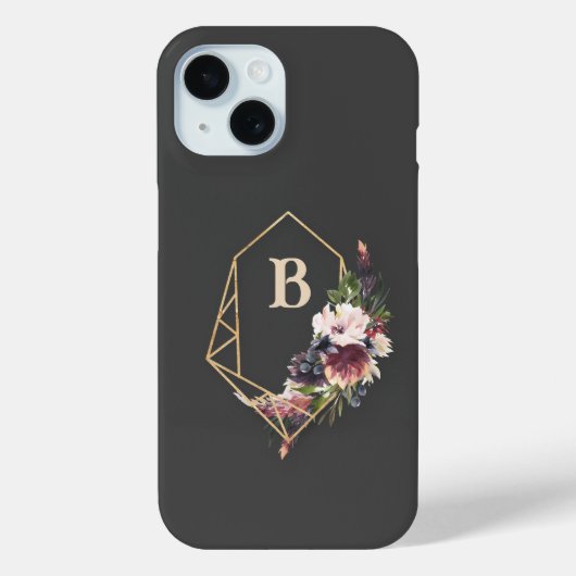 Monogram Floral Telefoon Case (Achterkant)