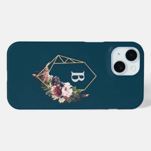 Monogram Floral Telefoon Case (Achterkant (horizontaal))