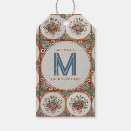 monogram Floral Terracotta Tiles Cadeaulabel