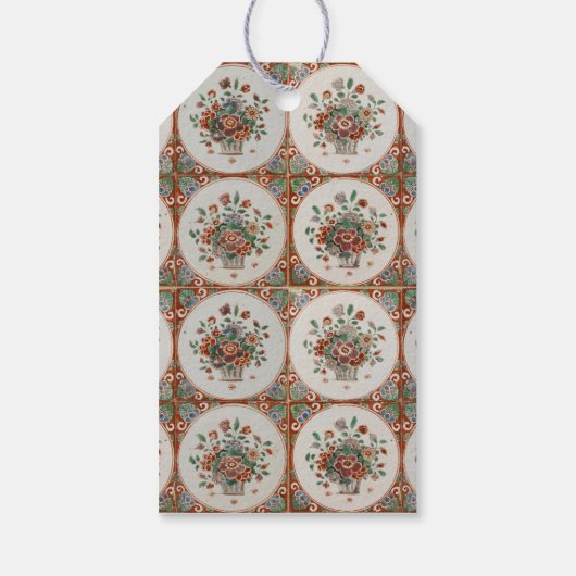  monogram Floral Terracotta Tiles Cadeaulabel (Achterkant)