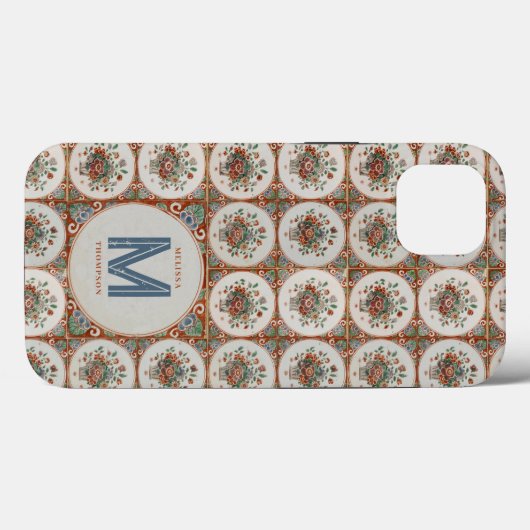  monogram Floral Terracotta Tiles Case-Mate iPhone Case (Achterkant (horizontaal))