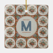  monogram Floral Terracotta Tiles Keramisch Ornament (Achterkant)