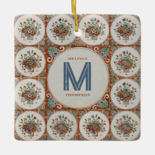 monogram Floral Terracotta Tiles Keramisch Ornament