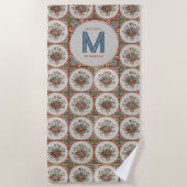  monogram Floral Terracotta Tiles Strandlaken (Voorkant)