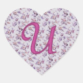 Monogram Floral  U Hart Sticker (Voorkant)