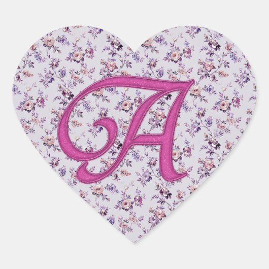 Monogram Floral Vintage A Hart Sticker (Voorkant)