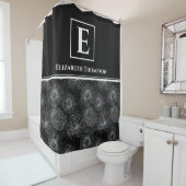 Monogram Floral voor zwarte en witte moderne bloem Douchegordijn (In situ)