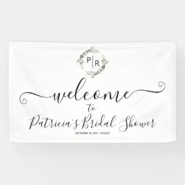 Monogram Floral Vrijgezellenfeest Welkomstgebanner Spandoek