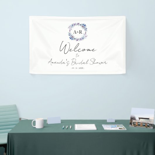 Monogram Floral Vrijgezellenfeest Welkomstgebanner Spandoek (Beurs)
