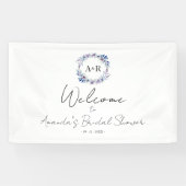Monogram Floral Vrijgezellenfeest Welkomstgebanner Spandoek (Horizontaal)
