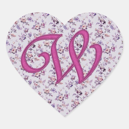 Monogram Floral  W Hart Sticker (Voorkant)