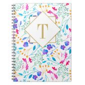 Monogram Floral Watercolour Spiral Notebook Notitieboek (Voorkant)