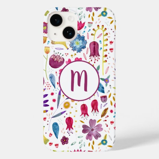 Monogram Floral Waterverf Case-Mate iPhone Case (Achterkant)