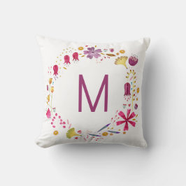 Monogram Floral Waterverf Kussen
