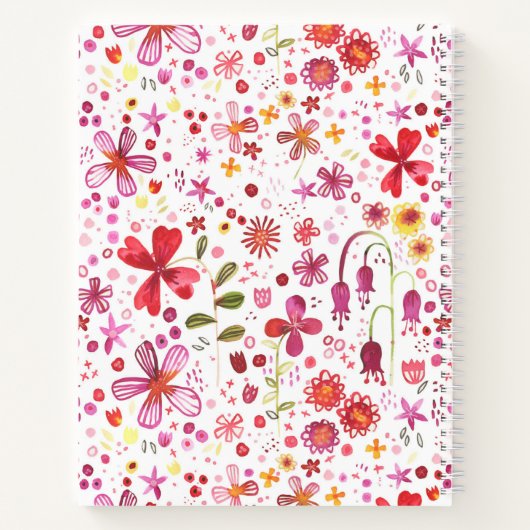 Monogram Floral Waterverf Modern Patroon Notitieboek (Achterkant)