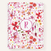 Monogram Floral Waterverf Modern Patroon Notitieboek (Voorkant)