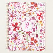 Monogram Floral Waterverf Modern Patroonplank Planner (Voorkant)