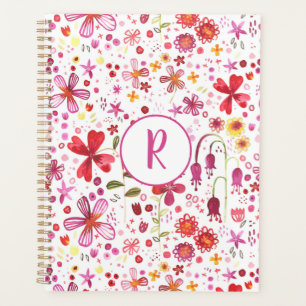 Monogram Floral Waterverf Modern Patroonplank Planner