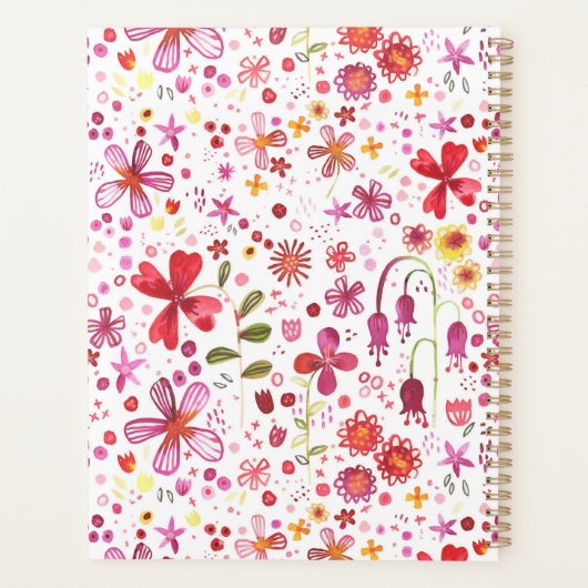 Monogram Floral Waterverf Modern Patroonplank Planner (Achterkant)