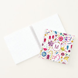 Monogram Floral Waterverf Notitieboek