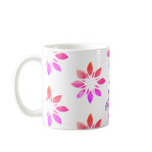 Monogram Floral Waterverf Retro Patroon Hot Pink
