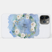 Monogram Floral Waterverf Wash Blue White Script Case-Mate iPhone Case (Achterkant (horizontaal))