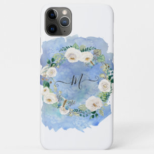 Monogram Floral Waterverf Wash Blue White Script Case-Mate iPhone Case