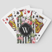 Monogram Floral Weathered Black Stripe Pokerkaarten (Achterkant)