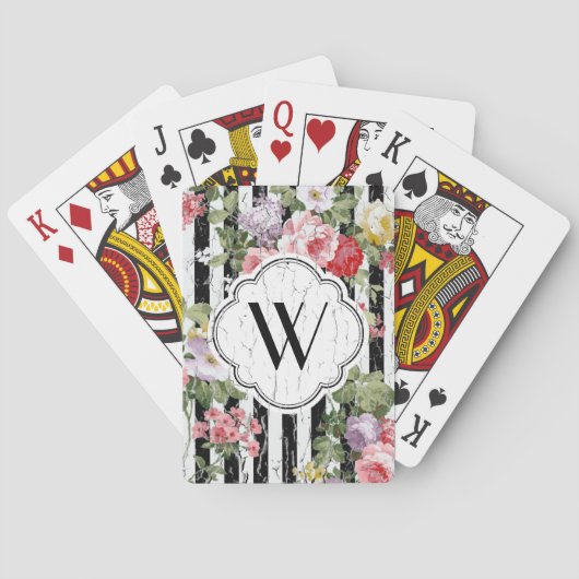 Monogram Floral Weathered Black Stripe Speelkaarten (Achterkant)