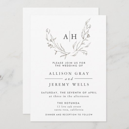 Monogram Floral Weddenschap (Voorkant / Achterkant)