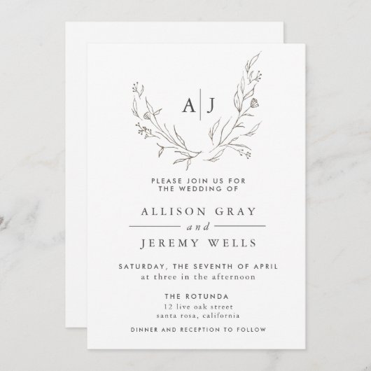 Monogram Floral Weddenschap (Voorkant / Achterkant)