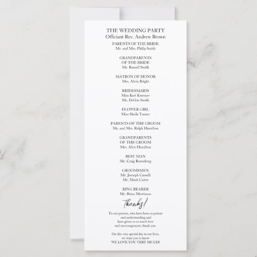 Monogram Floral Wedding Ceremony Programme (Achterkant)